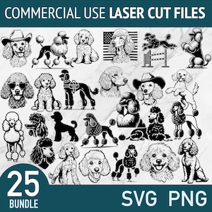 Poodle SVG Bundle: Laser Cut Files, Vector Clipart (25 Designs)