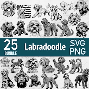 Labradoodle SVG - 25 lasergesneden bestandsbundel - Doodle hond PNG Vector Clipart - Fur Mama Goldendoodle Puppy ontwerpen - Cricut silhouet