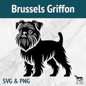 Bruxelas Griffon SVG - Raças de cães Silhueta PNG Vector Clipart - Pacote de arquivos cortados a laser Cricut xTOOL Glowforge - Amante de animais de estimação Toy Puppy Terrier
