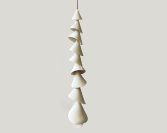 9 tier - One medium off white clay- Ceramic wind chime -wind chime-patio- wedding gift- wabi sabi- bell- gift for her-wedding bell-couple