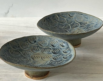 Blue bowl, ceramic bowl, fruit bowl, photography prop, wabisabi, pottery bowl, gift for her, gift for him, clay pot, pedistal bowl , decor