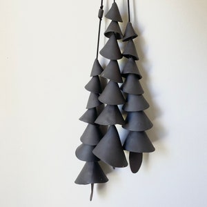 7 tier ceramic black cone medium wind chimes, with 7 bells, 1 strand , 2-3 feet long Ceramic wind chime, bff gift, house warming gift image 3