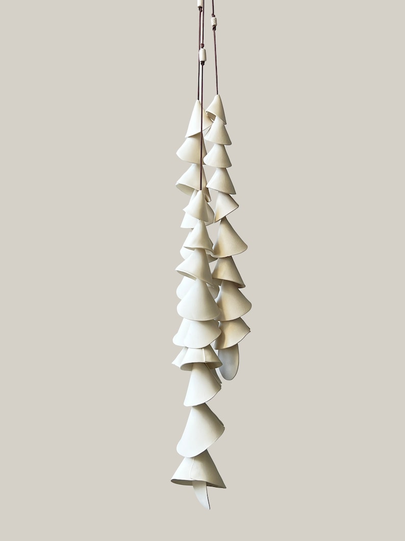 9 tier One medium off white clay Ceramic wind chime wind chime-patio wedding gift wabi sabi bell gift for her-wedding bell-couple image 5