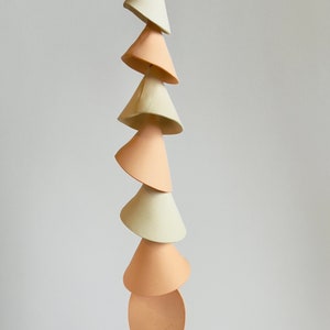 6 tier - One orange and white  clay- Ceramic wind chime -wind chime-patio- wedding gift- wabi sabi- bell- gift for her- boyfriend gift-bell