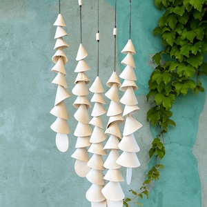 9 tier One medium off white clay Ceramic wind chime wind chime-patio wedding gift wabi sabi bell gift for her-wedding bell-couple image 8