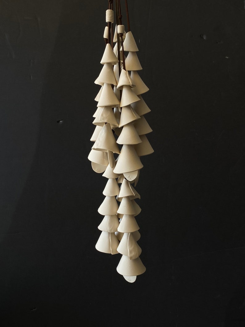 9 tier One medium off white clay Ceramic wind chime wind chime-patio wedding gift wabi sabi bell gift for her-wedding bell-couple image 3