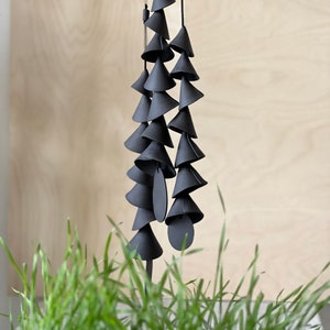 7 tier ceramic black cone medium wind chimes, with 7 bells, 1 strand , 2-3 feet long Ceramic wind chime, bff gift, house warming gift
