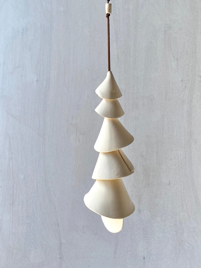 5 tier One white clay Ceramic wind chime wind chime-patio wedding gift wabi sabi bell gift for her boyfriend gift-bell image 1
