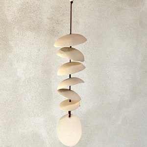 One White clay- Ceramic wind chime- Handmade -wind chime-patio- wedding gift- wabi sabi- bell- gift for him- mothers day gift- cabin decor