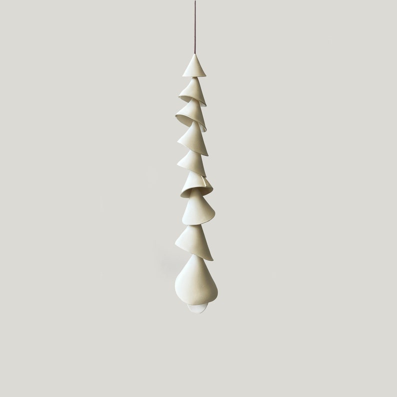 9 tier One medium off white clay Ceramic wind chime wind chime-patio wedding gift wabi sabi bell gift for her-wedding bell-couple image 1