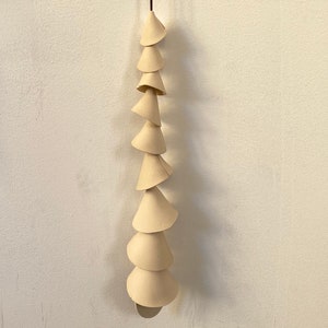 9 tier One medium off white clay Ceramic wind chime wind chime-patio wedding gift wabi sabi bell gift for her-wedding bell-couple image 4