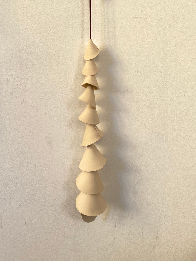 9 tier One medium off white clay Ceramic wind chime wind chime-patio wedding gift wabi sabi bell gift for her-wedding bell-couple image 4