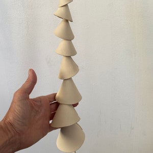 9 tier One medium off white clay Ceramic wind chime wind chime-patio wedding gift wabi sabi bell gift for her-wedding bell-couple image 2