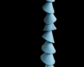 9 tier - One medium blue clay- Ceramic wind chime -wind chime-patio- wedding gift- wabi sabi- bell- gift for her-garden bell, patio