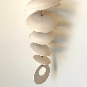 One White clay- Ceramic wind chime- Handmade -wind chime-patio- wedding gift- wabi sabi- bell- gift for him- gift for mom,ring clapper
