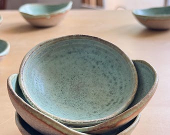 Green aqua Ceramic bowl, Pottery condiment,spice bowl, speckled spice bowl,salt chamber, gift for her, gift for mom, birthday gift