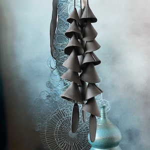 Handmade Black Clay Wind Chime – Wabi Sabi Bell, Patio Decor