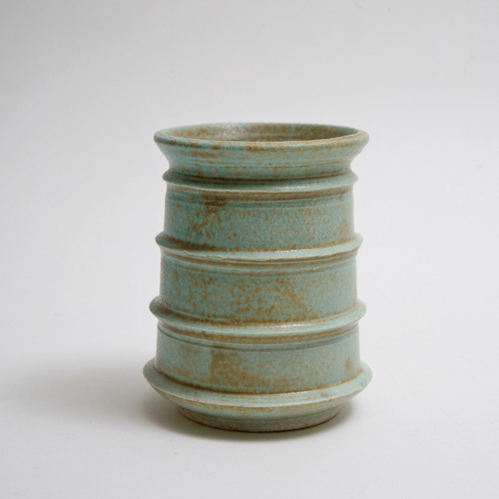 Wheel Thrown Stoneware Green Architectural Tea Cup with tea Etsy