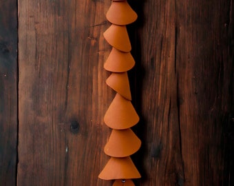 9 tier - One medium terra cotta  clay- Ceramic wind chime -wind chime-patio- wedding gift- wabi sabi- bell- gift for her-garden bell, patio