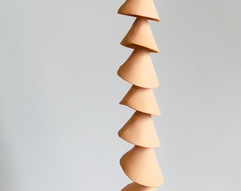 9 tier - One medium orange clay- Ceramic wind chime -wind chime-patio- wedding gift- wabi sabi- bell- gift for her-garden bell, patio