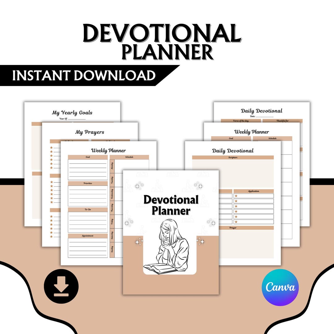 Editable Devotional Planner PDF, Printable Prayer Journal, Bible Study ...