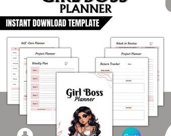 Girl Boss-Planer: Digitale Ziele, habit tracker (druckbare PDF)