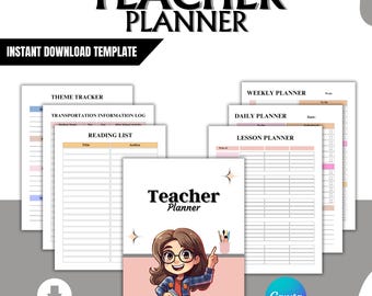 Lehrerplaner | Wöchentlicher und monatlicher Stundenplan | Klassenzimmer Organizer | Grade-Tracker | Druckbare & digitaler Download