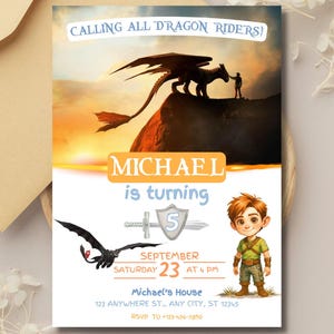 How To Train Your Dragon Birthday Invitation Template, Editable Digital Invitation for Kids, HTTYD Birth Invitation, Dragon Birthday Invite