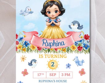 Editable Snow White Birthday Invitation, Editable Blancanieves, Princess Birthday Invite Instant Snow White Party Invitation Canva Template