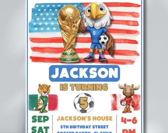 Editable World Cup Soccer Birthday Invitation, Digital Instant Template, Sports Invite, Boys, World Cup 2026, Boy's E-vite, Clutch, Football