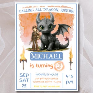 Editable How To Train Your Dragon Birthday Invitation Template, Digital Invitation for Kids, Toothless Invitation, Dragon Birthday Invite