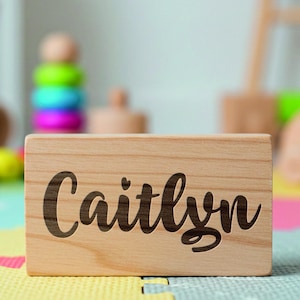 Wooden Baby Gift, Custom Engraved Name Sign, Personalized Nursery Shelf Decor & Photo Prop, Baby Name Block for Newborn Gift,  Baby Shower