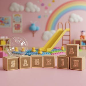 Engraved Wooden Name Blocks: Personalized Nursery Decor, Baby Keepsake