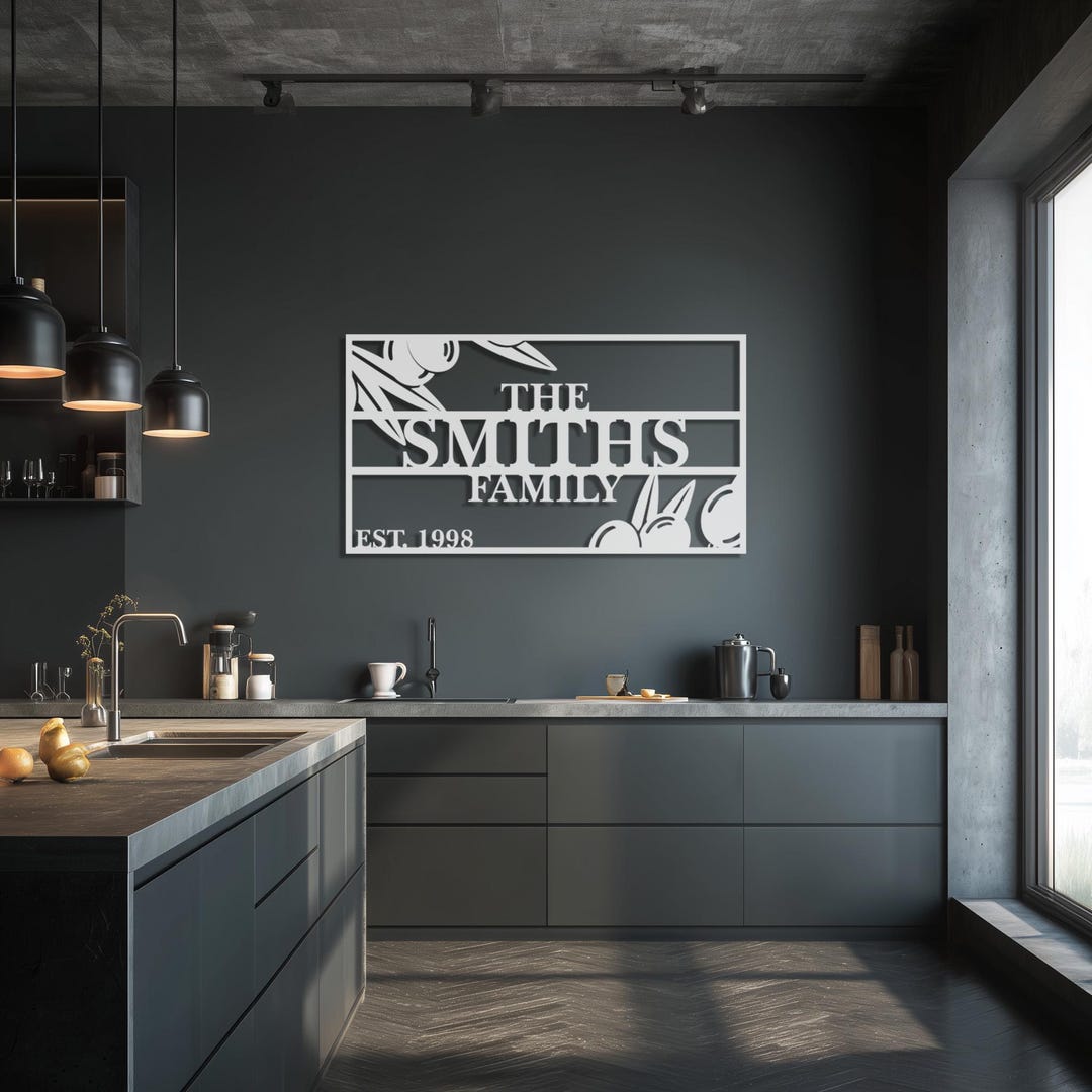 Metal Family Name Sign, Personalized Surname Wall Decor With ...