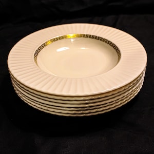 Lenox Cretan Soup Bowls Set of 7 with Rimmed Soup Bowls Design & 4 Elegant Footed Cups – Classic Dinnerware Collection