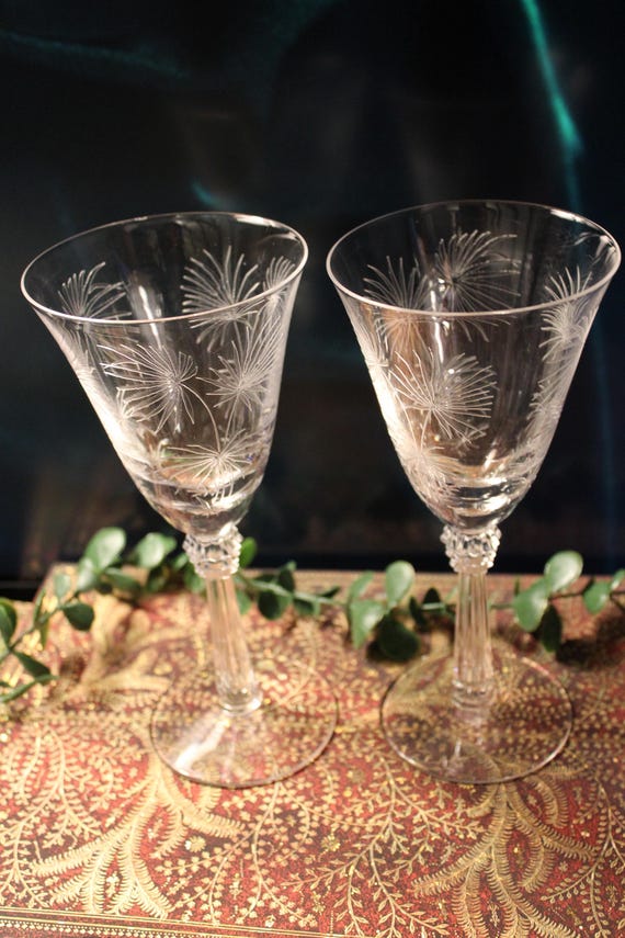 Fostoria Lido Clear Water Goblets (7 1/2" x 3 1/2")– Set of 2 | Collectible American Crystal Glassware