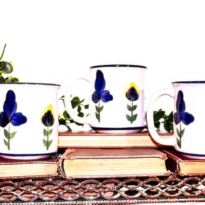 Dansk San Nicolo Mugs: Mid Century Modern Floral Stoneware, Set of 3
