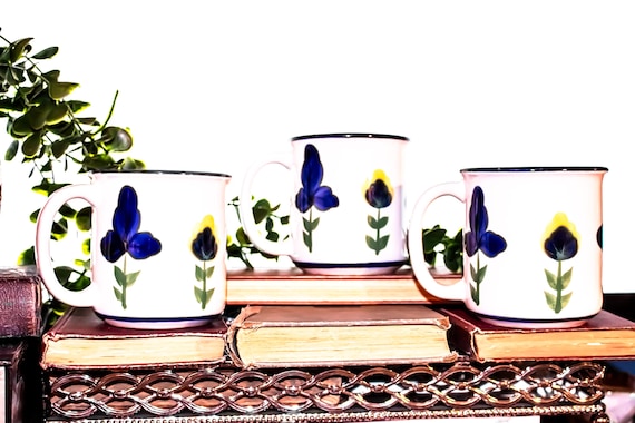 Dansk San Nicolo Mugs Set of 3 Vintage Mid Century Modern Ceramic Coffee Cups 3 7/8" x 3 3/4" Retro Kitchen Drinkware Gift