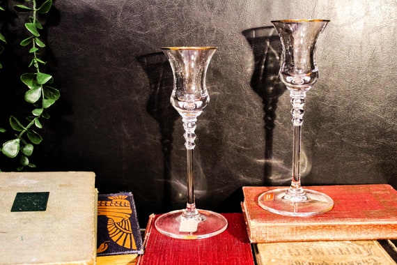 Mikasa Sonata Gold Crystal Candleholders Set of 2 (7 1/4") - Elegant Home Decor & Gifts for Weddings, Table Settings