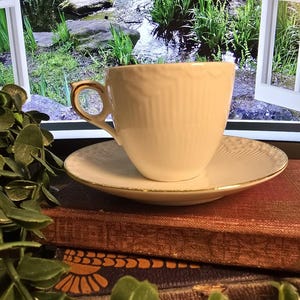 Antique Royal Copenhagen Half Lace Porcelain Coffee Cup and Saucer Set