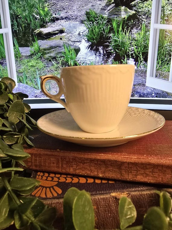 Antique Porcelain Royal Copenhagen Tradition White Half Lace Coffee Cup and Saucer Set | Elegant Porcelain Drinkware for Home & Gift