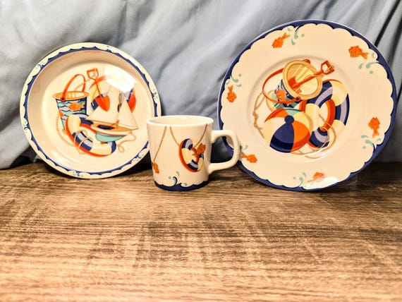 Tiffany & Co. Seashore Child's Set - Includes plate, cup, and bowl - PERFECT condition