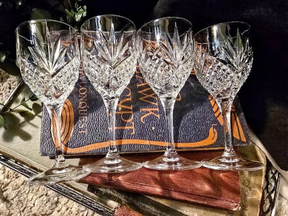 Singapore Airline Crystal Cordial Glasses Set of 4 - 5 3/4 in Tall - Mint Condition - Collectible Drinkware