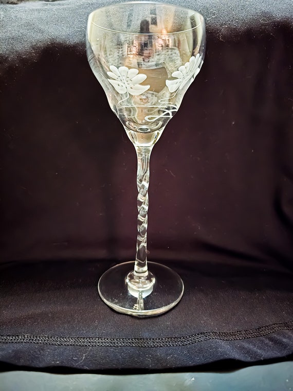Spiegelau Glassware Handblown Water Goblet - Etched Floral Pattern Glass, 7.5" Home Bar & Dining Decor, Elegant Drinkware Gift