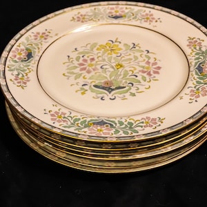 Rare 1930s Lenox Mystic Dinnerware Set - 6 Dinner Plates (10 1/2) and 2 Salad Plates (8 3/8) - wear and tear as pictured