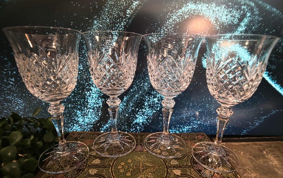 Set of 4 Gorgeous Galway Clifden Crystal Wine/Water Goblets