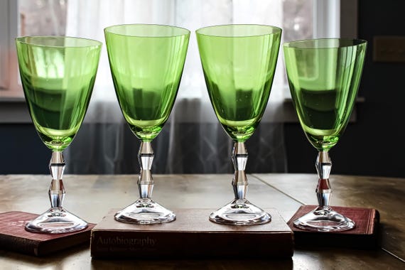 Lenox Vintage Style Carat Jade Green Set of Iced Tea Glasses - 4 glasses– Vintage Perfect Condition Drinkware for Home & Garden Decor