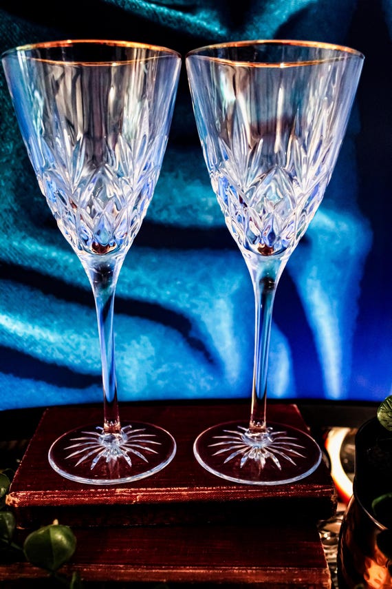 Luxury Drinkware Set of Cristal D'Arques William Gold Water Goblets | Elegant Drinkware for Special Occasions & Collectors