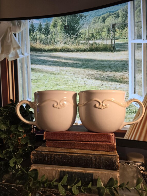 Set of 2 Princess House Pavillion Soup/Coffee Mugs (3 3/4" x 4 1/2")