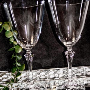 Bohemia Crystal White Wine Glasses: Vintage Elisabeth Barware, Set of 2